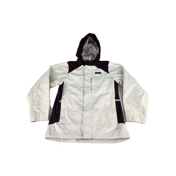 Patagonia Girls H2no Nylon Jacket Size XL (14) WHITE/BURGUND Hoodie Ski Jacket - Picture 1 of 14